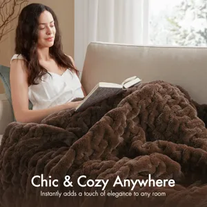 Madison Park Ruched Fur Throw