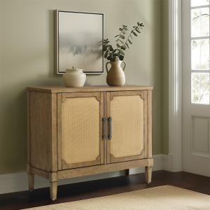 Salina Woven Cane Accent Cabinet - Toasted Almond