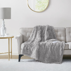Serta Malea Shaggy Faux Fur Heated Throw