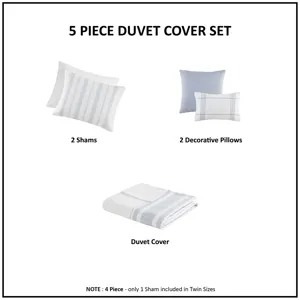 Harbor House Blue Morgan 5 Piece Cotton Jaquard Duvet Set