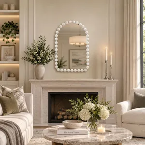 Madison Park Signature Marlowe 24X36 Arch Beaded Wall Mirror - White