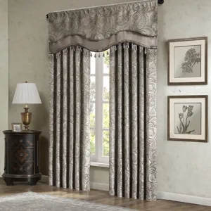Madison Park Aubrey Jacquard Window Rod Pocket Valance With Beads