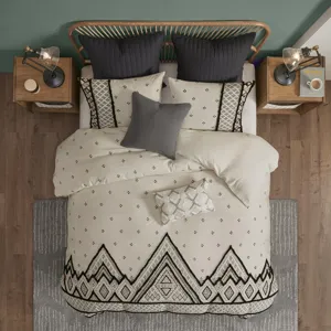 INK+IVY Marta 3 Piece Flax and Cotton Blended Duvet Cover Set