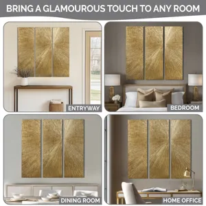 Madison Park Signature Sunburst Hand Painted Triptych 3-piece Dimensional Resin Wall Art Set - Gold