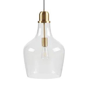Auburn Bell Shaped Hanging Glass Pendant Light - Gold/Clear