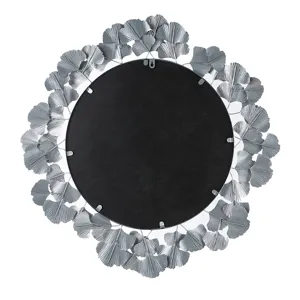 Eden Gingko Leaf Round Wall Mirror 30.5” - Silver