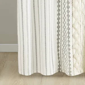 INK+IVY Imani Cotton Printed Shower Curtain with Chenille