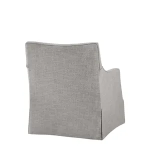 London London Upholstered Skirted Swivel Armchair with Lumbar Pillow - Grey