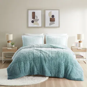 Intelligent Design Brielle Ombre Shaggy Long Fur Comforter Mini Set