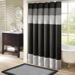 Amherst Faux Silk Shower Curtain - Black