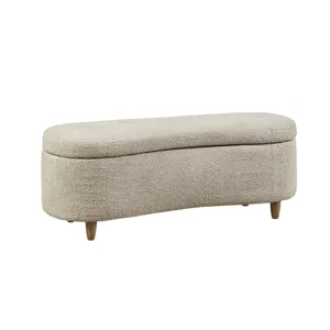 Bailey Boucle Flip Top Storage Bench - Taupe