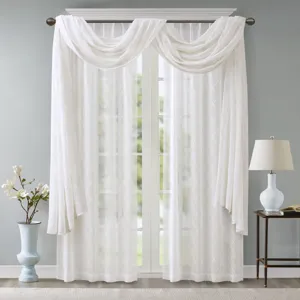 Madison Park Irina Diamond Sheer Embroidered Window Scarf