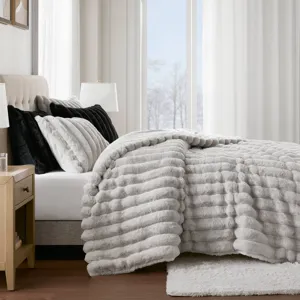 Madison Park Jasmine 3 Piece Faux Fur Comforter Set
