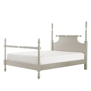 Beckett King Turned Wood Spindle Bed - Antique Cream