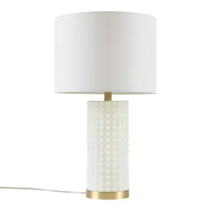 Grace Ivy Textured Dot Table Lamp - White/Gold