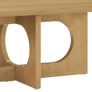 INK+IVY Devon 48" Sculptural Wood Coffee Table with Cutout Base - Natural Oak
