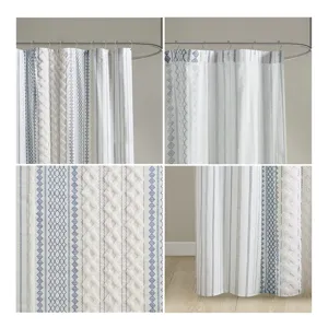 INK+IVY Imani Cotton Printed Shower Curtain with Chenille