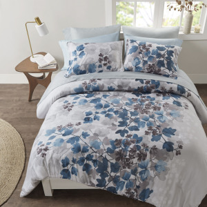 Alexis King Comforter Set with Bed Sheets - Blue