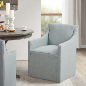 Charlotte Upholstered Dining Arm Chair with Hidden Casters - Blue
