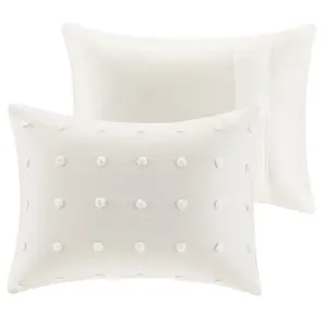 Urban Habitat Brooklyn Cotton Jacquard Duvet Cover Set with Euro Shams and Throw Pillows
