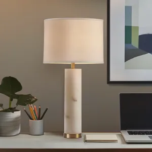 Prague Alabaster Table Lamp - White/Gold