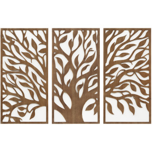Madison Park Birch Botanical Two-tone Wood Panel Wall Décor Set