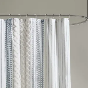 INK+IVY Imani Cotton Printed Shower Curtain with Chenille
