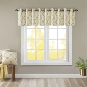 Madison Park Saratoga Fretwork Print Grommet Top Window Valance