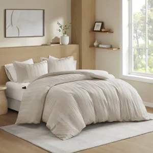 Super Listing Logan Striped Reversible Pintuck Pleated Duvet Set