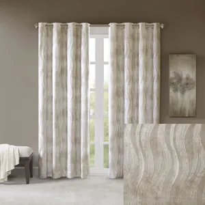 SunSmart Victorio Printed Jacquard Grommet Top Total Blackout Curtain Panel