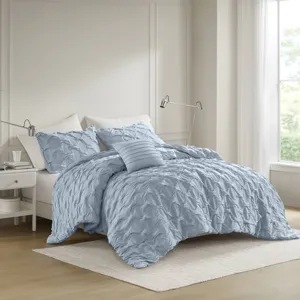 Comfort Spaces Bailey Diamond Pintuck Pleated Woven Comforter Set