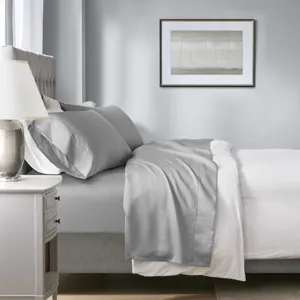 1000 Thread Count California King HeiQ Smart Temperature Cotton Blend 4 PC Sheet Set - Grey