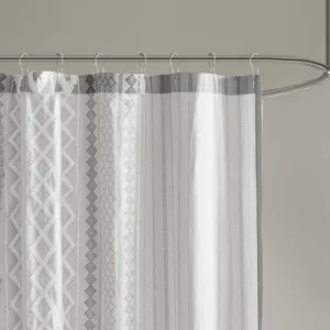 INK+IVY Imani Cotton Printed Shower Curtain with Chenille