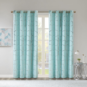 Intelligent Design Raina Total Blackout Metallic Print Grommet Top Curtain Panel
