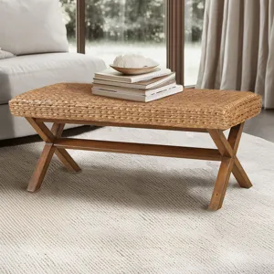 Seadrift Seadrift Hand-woven Water Hyacinth Accent Bench - Brown