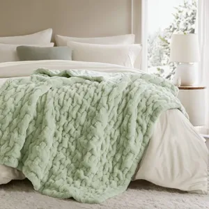 Madison Park Ruched Fur Throw