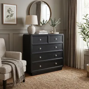 Chapel Hill Deco 5 Drawer Dresser - Black Satin