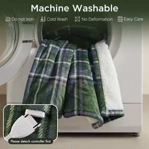 Woolrich Print Plush to Sherpa Heated Throw