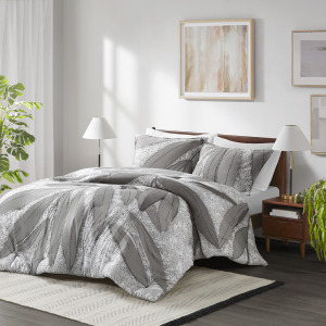 Adrian King/California King Botanical Cotton Comforter Set - Gray