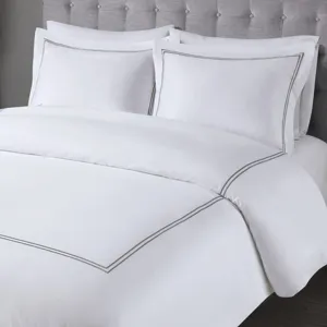 500 Thread Count Luxury Collection Full/Queen 100% Cotton Sateen Embroidered Duvet Cover Set - White