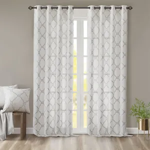 Madison Park Saratoga Fretwork Print Grommet Top Window Curtain Panel