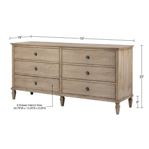 Victoria 6-drawer wood dresser (70\