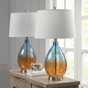 510 Design Cortina Ombre Glass Table Lamp, Set of 2 - Blue