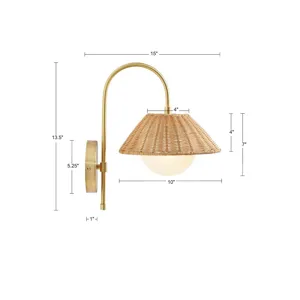 Laguna Rattan Weave Shade Wall Sconce - Gold