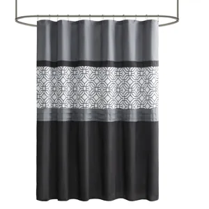 510 Design Donnell Embroidered and Pieced Shower Curtain