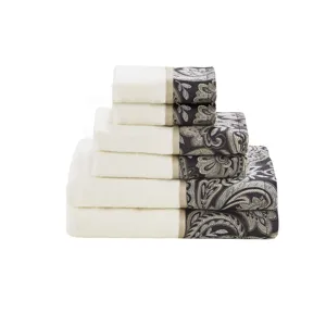 Aubrey 6 Piece Jacquard Towel Set - Black