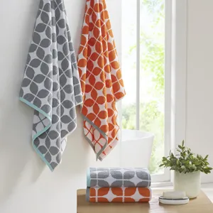 Lita Cotton Jacquard Bath Towel 6 Piece Set - Orange