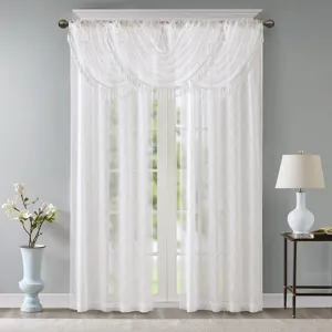 Madison Park Irina Diamond Sheer Embroidered Waterfall Valance