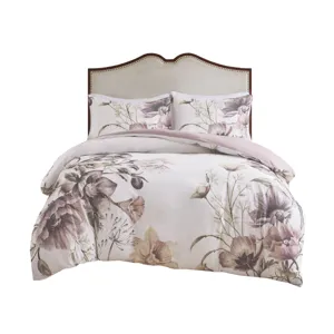 Cassandra Full/Queen 3 Piece Cotton Printed Duvet Cover Set - Blush