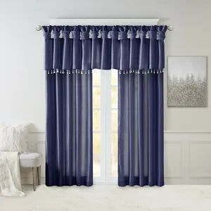 Madison Park Emilia Lightweight Faux Silk Valance With Beads